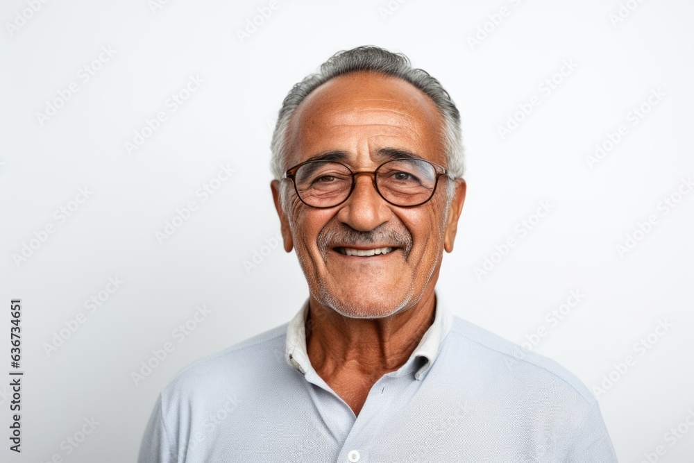 Portrait of happy senior man with eyeglasses against white background Portrait of happy senior man with eyeglasses against white background