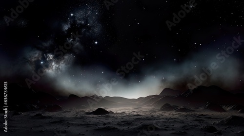 Cosmic dust layer, space, nebula landscape for business and industry. Black, dark card, banner. Beautiful background cosmos, sky, clouds setting by night. Copy space. © Caphira Lescante