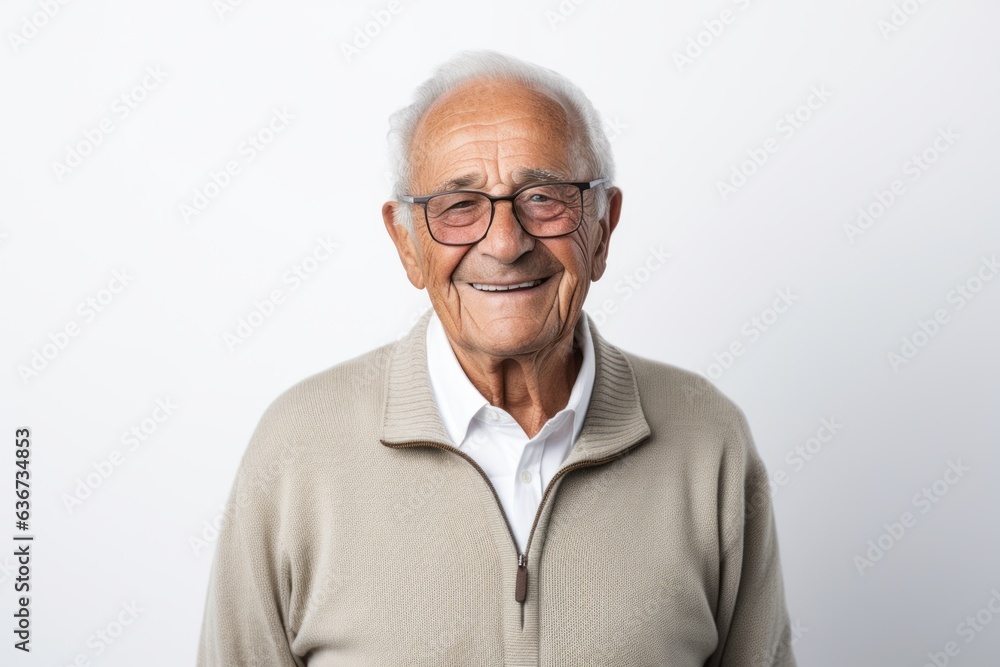 Portrait of smiling senior man with eyeglasses on white background Portrait of smiling senior man with eyeglasses on white background