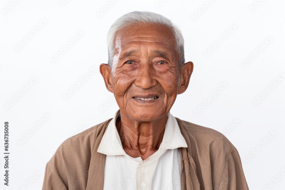 Portrait of a happy senior asian man smiling on white background Portrait of a happy senior asian man smiling on white background