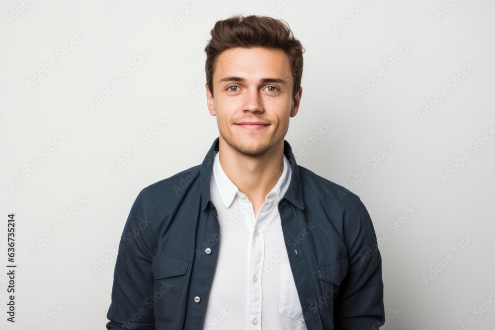 Portrait of a handsome young man smiling at camera on white background Portrait of a handsome young man smiling at camera on white background
