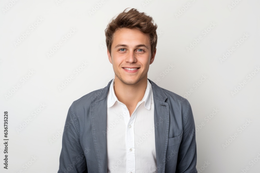 Portrait of a handsome young man smiling at camera on white background Portrait of a handsome young man smiling at camera on white background