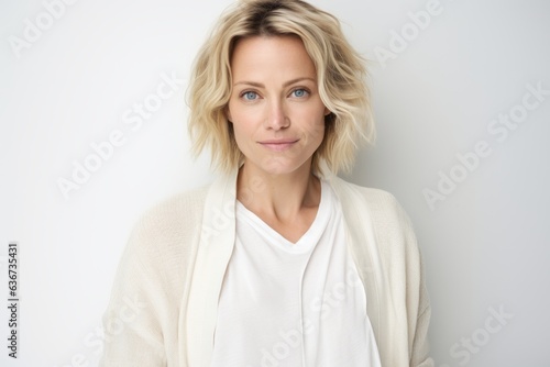 Portrait of a beautiful young woman with short blond hair looking at camera © Eber Braun