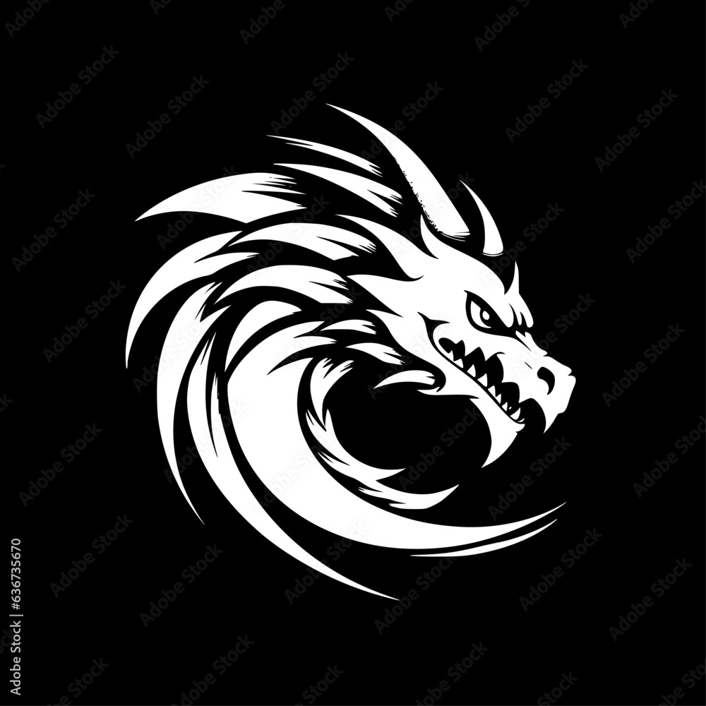 Dragon - Black and White Isolated Icon - Vector illustration Dragon - Black and White Isolated Icon - Vector illustration