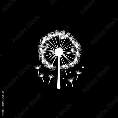 Dandelion | Black and White Vector illustration