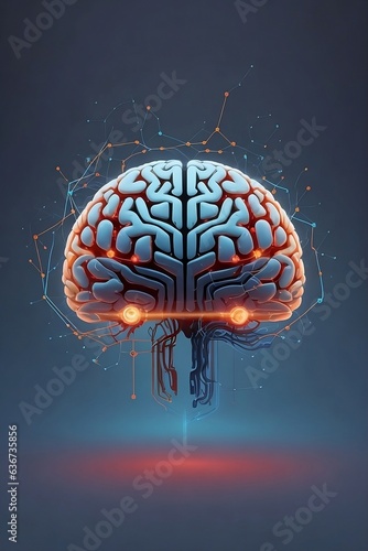 Visual representation of Technoligy thorugh the human brain photo