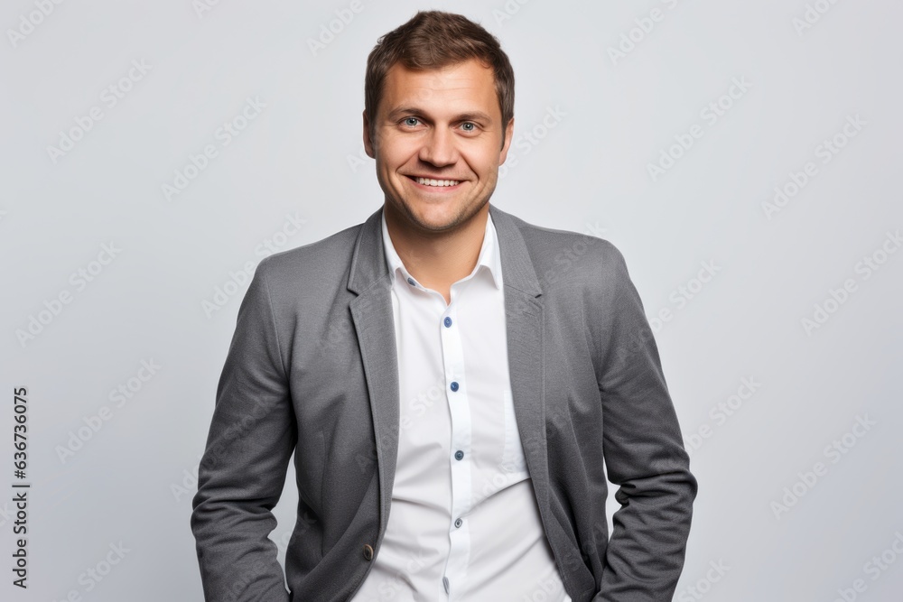 Portrait of a handsome young man standing with hands in pockets over white background Portrait of a handsome young man standing with hands in pockets over white background