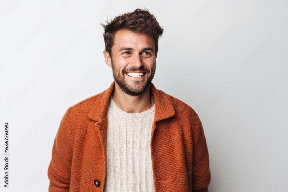 Fototapeta premium Portrait of a happy young man smiling at camera isolated over white background