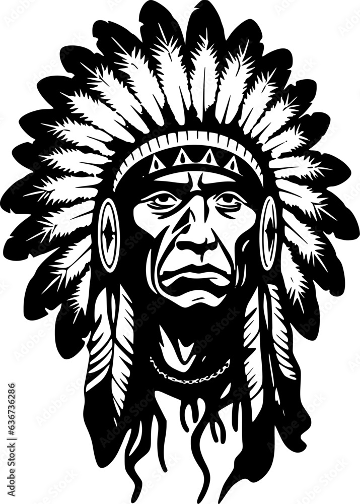 Indian Chief - Minimalist and Flat Logo - Vector illustration Indian Chief - Minimalist and Flat Logo - Vector illustration
