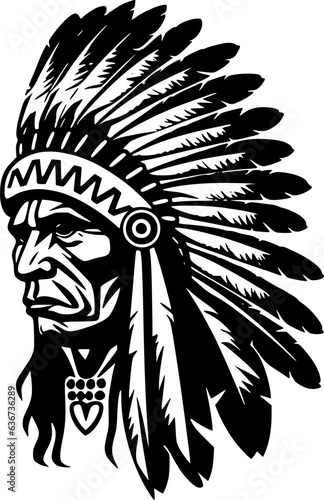 Indian Chief - Minimalist and Flat Logo - Vector illustration