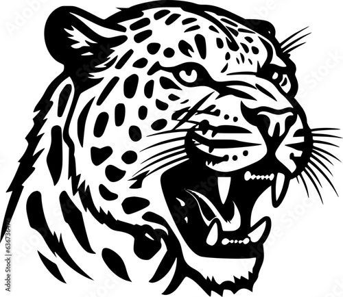 Leopard - Black and White Isolated Icon - Vector illustration