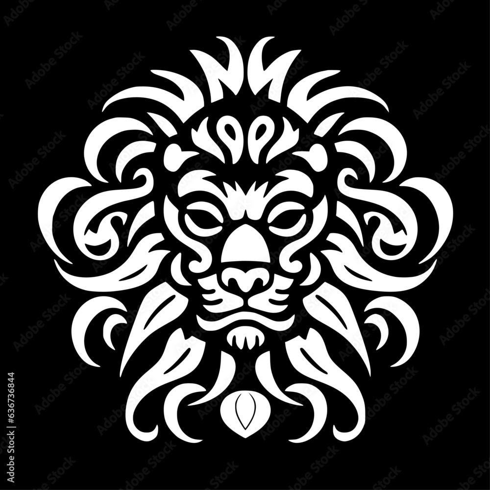 Lion - Black and White Isolated Icon - Vector illustration