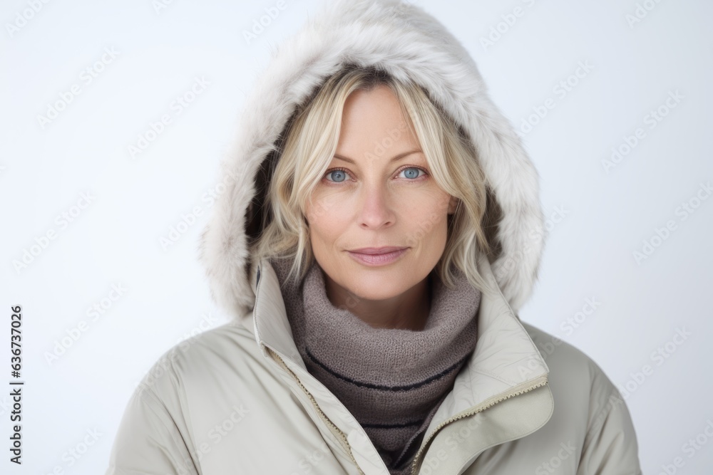 Portrait of a beautiful woman in winter clothes on a white background Portrait of a beautiful woman in winter clothes on a white background