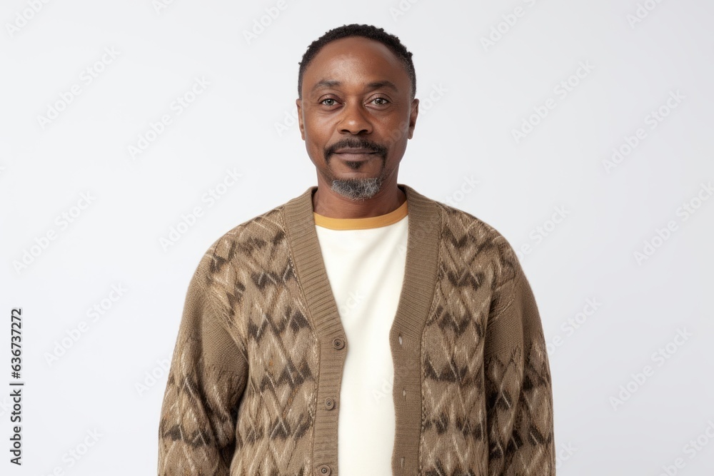 Obraz premium Portrait of an African-American man in a sweater on a white background
