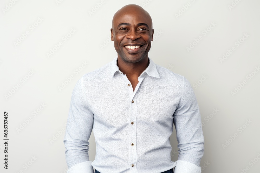 Portrait of happy african american man smiling at camera against white background Portrait of happy african american man smiling at camera against white background