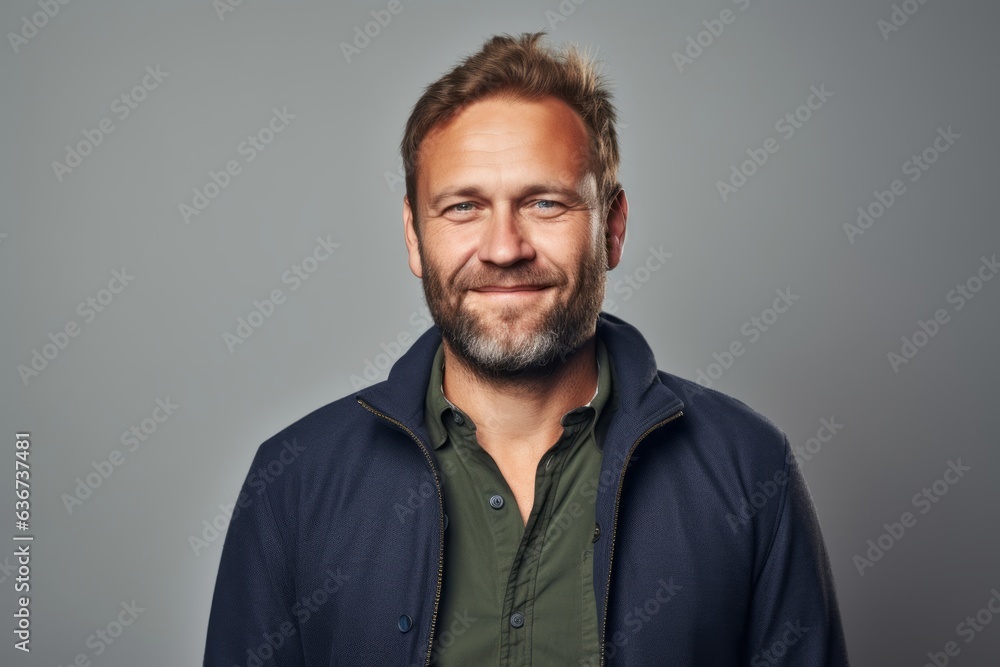 Portrait of a handsome man smiling at the camera over grey background Portrait of a handsome man smiling at the camera over grey background