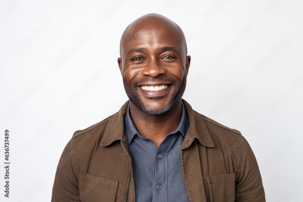 Portrait of handsome african american man smiling at camera over white background Portrait of handsome african american man smiling at camera over white background