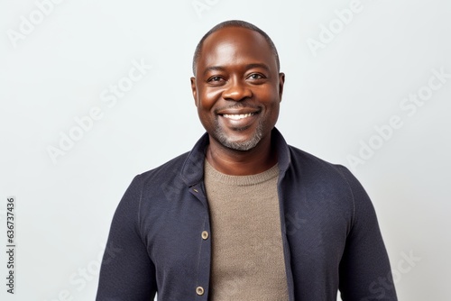 Portrait of a smiling african american man against white background