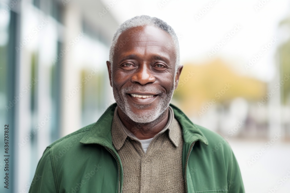 Portrait of a smiling senior man standing outdoors in the street. Portrait of a smiling senior man standing outdoors in the street.