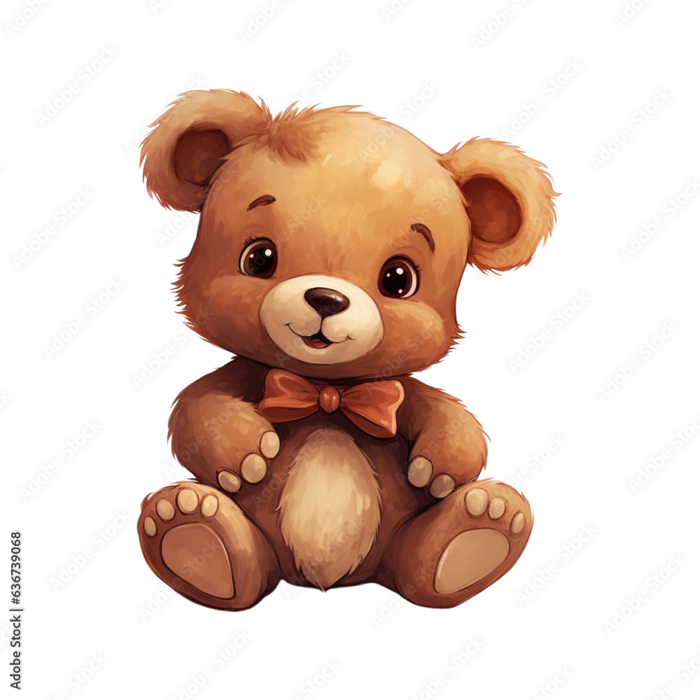 Fototapeta premium Illustration of an isolated cute teddy bear, generated with generative IA support