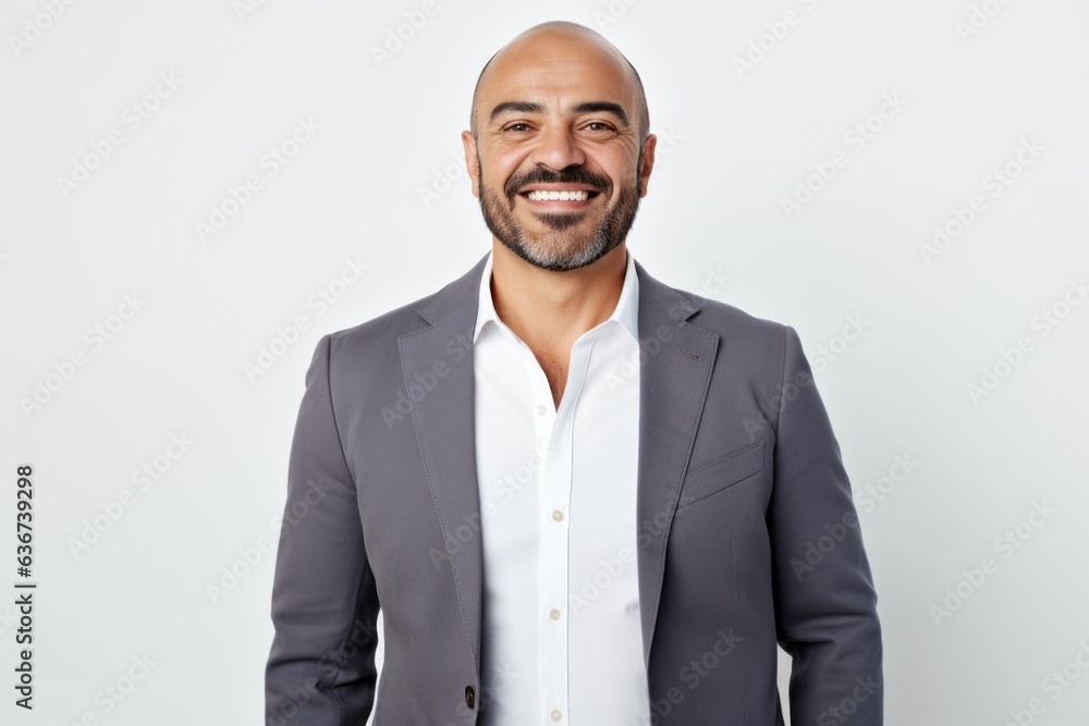 Portrait of a handsome middle-aged Hispanic man smiling at camera Portrait of a handsome middle-aged Hispanic man smiling at camera