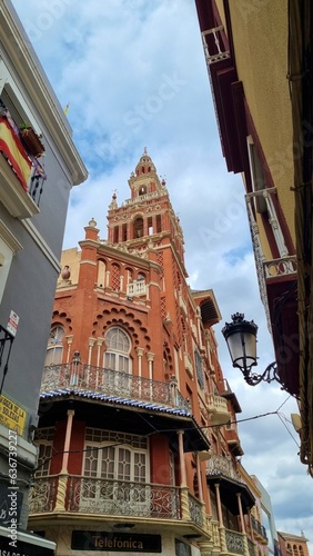 Vertical of La Giraldilla (Giralda) in Badajoz in Spain photo