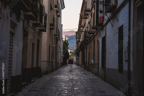 view of the city of granada during sunset with the mountain