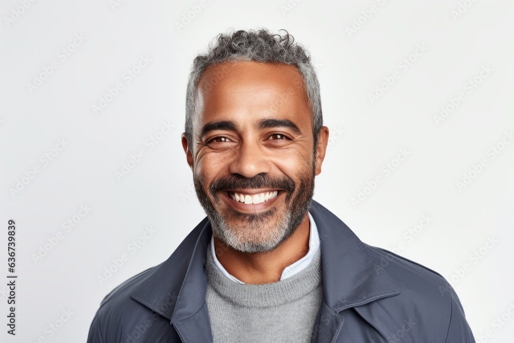 Portrait of a smiling middle-aged man looking at the camera over white background Portrait of a smiling middle-aged man looking at the camera over white background