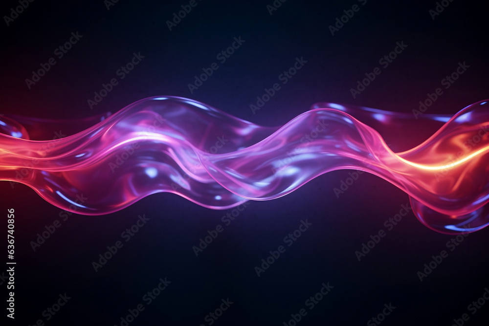Pink & blue waves with light on dark background, precisionist lines style, smokey backdrop. Pink & blue waves with light on dark background, precisionist lines style, smokey backdrop.