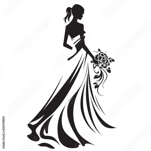 Bride in a wedding dress holding flowers