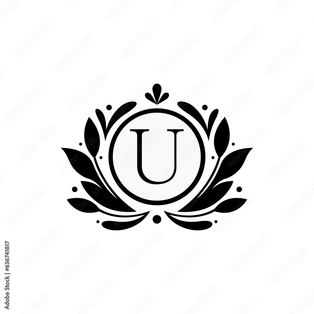 Flower Design Premium Logo Alphabet U Flower Design Premium Logo Alphabet U