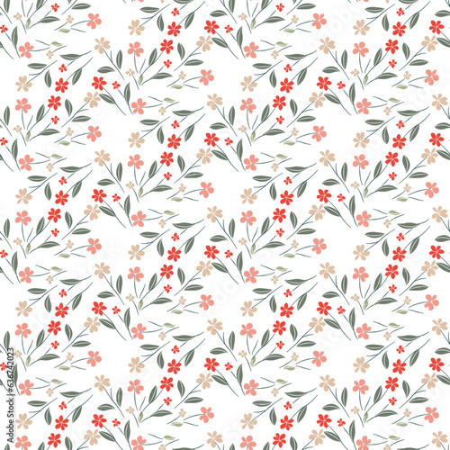 Vector seamless half-drop pattern, with flower