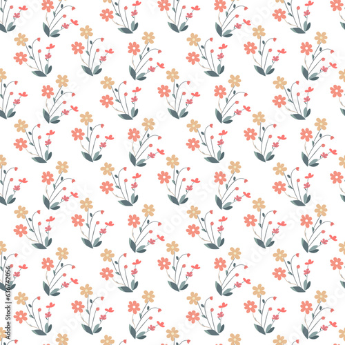 Vector seamless half-drop pattern, with flower