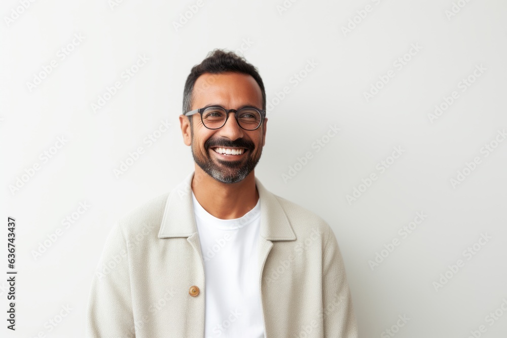 Portrait of a happy indian man in eyeglasses against white background Portrait of a happy indian man in eyeglasses against white background