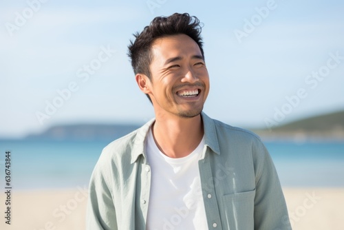 Portrait of a smiling man at the beach on a sunny day