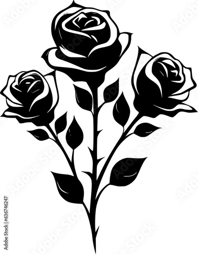 Roses | Black and White Vector illustration