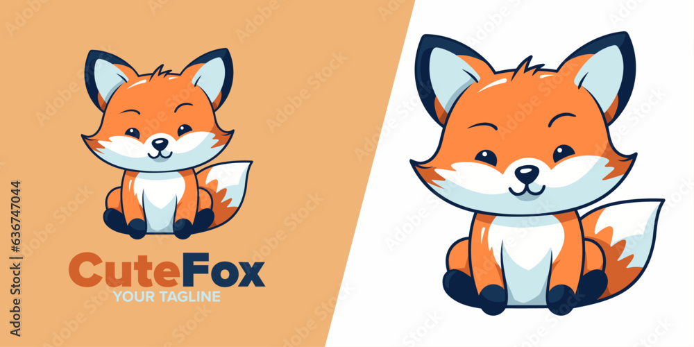 Cute Fox Cartoon: Intricate Vector Graphics Uplifting Logo, Icon, Design, Poster, Flyer, and Advertisement