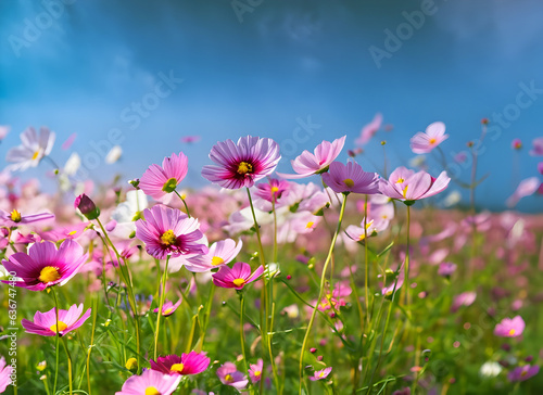 Beautiful Cosmos flower fields © adobeshahin