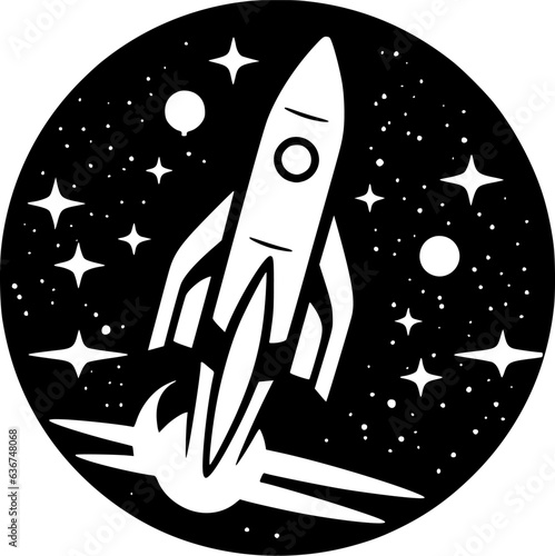 Rocket - Black and White Isolated Icon - Vector illustration