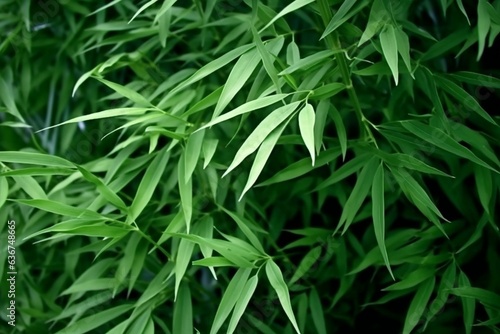 Green Japanese bamboo leaves. Generative AI