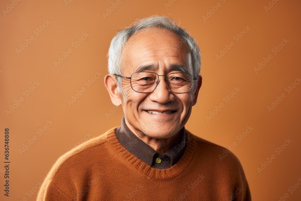 Portrait of a Indonesian man in his 80s in an abstract background wearing a cozy sweater Portrait of a Indonesian man in his 80s in an abstract background wearing a cozy sweater