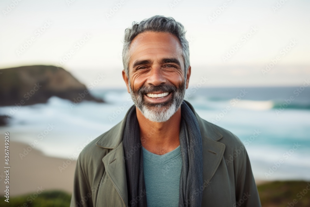 Portrait of smiling man standing on the beach at the day time Portrait of smiling man standing on the beach at the day time