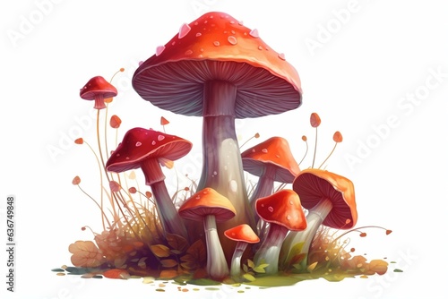 Isolated mushrooms illustration. Generative AI