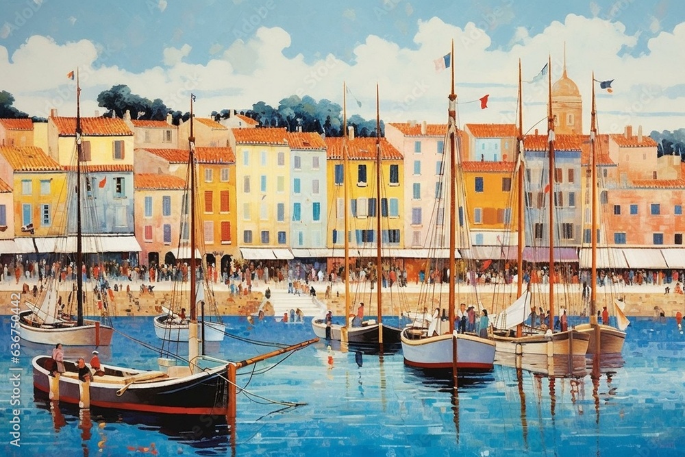 A painting depicting St Tropez. Generative AI
