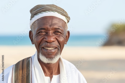 Portrait of a senior man smiling at the camera on the beach