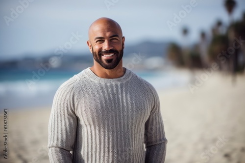 Portrait of a smiling man standing on the beach on a sunny day