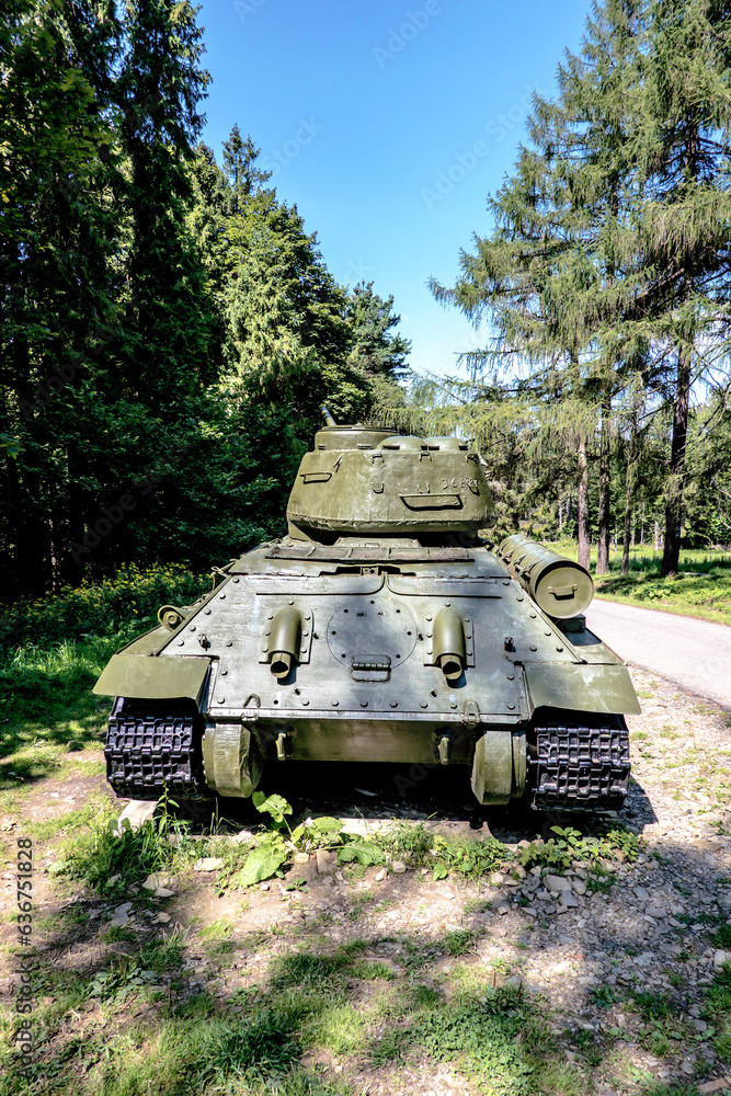 Fototapeta premium Russian tank t-34 from the Second World War from the area of Dukla Pass Slovakia