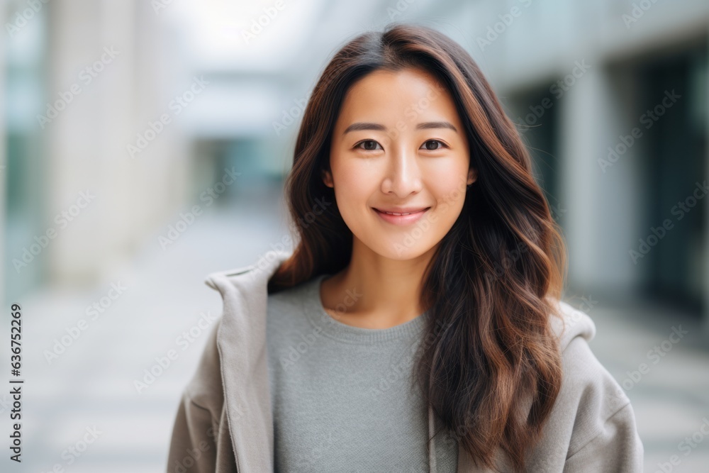Portrait of a beautiful young asian woman smiling at the camera