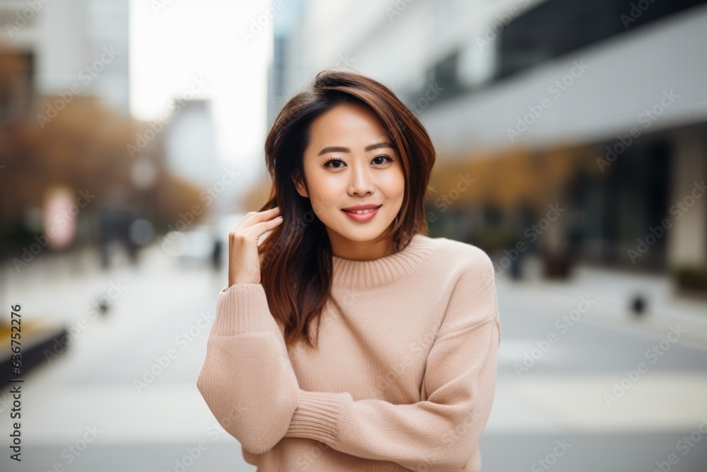 Portrait of a beautiful asian woman smiling and looking at camera