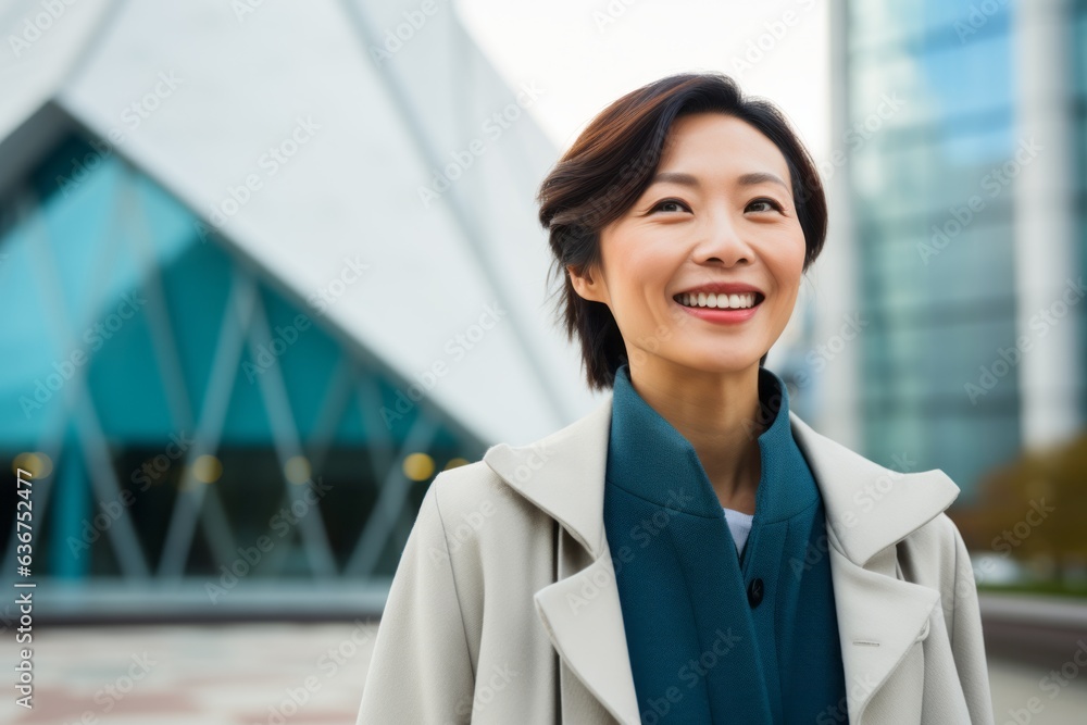 Portrait of a smiling asian businesswoman in an urban context Portrait of a smiling asian businesswoman in an urban context